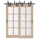 Sliding Door Hardware Kit 200 cm Steel Black 3295734