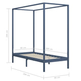 Canopy Bed Frame without Mattress Grey Solid Wood 90x200 cm 283274
