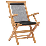 Garden Chair Set of 2 Black with wooden frame 49362