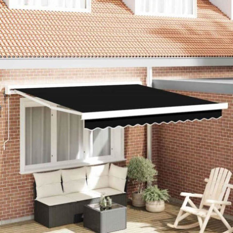 Retractable Awning Manual Black 350 x 250 cm Fabric, Metal 3330334