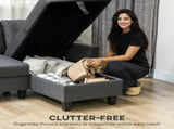 Three-Seater Storage Sofa Bed - Charcoal Grey T3398P424872