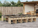 Garden Dining Set Mix beige PE rattan 10-seater Foldable 3211116