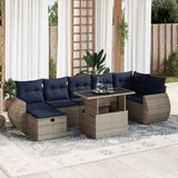 8 Piece Garden Sofa Set with Cushions Grey Poly Rattan Acacia 3327911