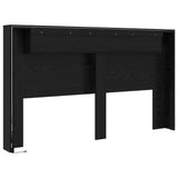 Headboard Cabinet with LED Black Oak 180 x 16.5 x 103.5 cm 8006575