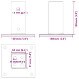 Post Bases Square 12 pcs Anthracite 61x61 mm Powder-coated Steel 42000023