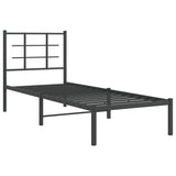 Metal Bed Frame without Mattress with Headboard Black 80x200cm 355552