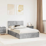 Storage Bed Concrete Grey 135 x 190 cm Engineered Wood 3412286