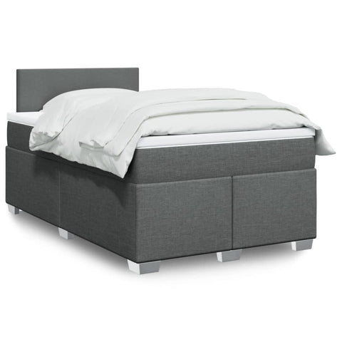 ZNTS Box Spring Bed with Mattress Dark Grey 120x200 cm Fabric 3285849