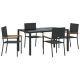 Garden Dining Set 5 pcs Black Poly Rattan 3365390