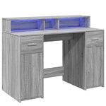 Desk with LED Lights Grey Sonoma 120x55x91 cm Engineered Wood 3309416