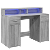 Desk with LED Lights Grey Sonoma 120x55x91 cm Engineered Wood 3309416