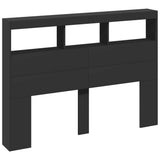 Headboard Cabinet Black Engineered wood Bed Headboard Rectangular 839197