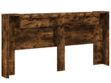 Storage Headboard with LED Smoked Oak Engineered Wood 3418675