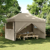 ZNTS Foldable Party Tent Pop-Up with 4 Sidewalls Taupe 4005026