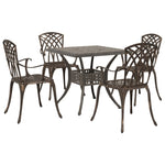 ZNTS 5 Piece Garden Dining Set in Bronze Cast Aluminum 3334760