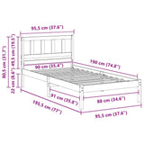 Bed Frame with Headboard Brown 90 x 190 cm Solid Pine Wood 872254
