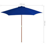 313763 Garden Parasol with Wooden Pole Blue 270 cm