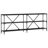 Console Table Black Oak 200 x 30 x 75 cm Engineered Wood 863447