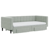 Daybed with Trundle and Drawers Light Grey 90x190 cm Velvet 3196787