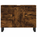 Bathroom Cabinet Smoked Oak 80x33x60 cm Engineered Wood 831665