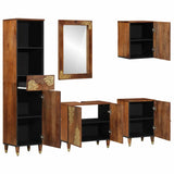 Bathroom Cabinet Set 5 pcs Honey Brown Solid Mango Wood 3310150