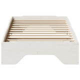 Bed Frame No Mattress Stackable White 75x190 cm Small Single Solid Wood 859212