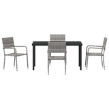 Garden Dining Set with Cushion 5 pcs Grey Poly Rattan 3380045