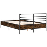 Bed Frame Smoked Oak Engineered wood, Metal 140 x 190 cm 3280079