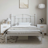 Metal Bed Frame without Mattress with Headboard White 100x200cm 353483