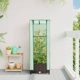 Raised Bed with Greenhouse Cover Rattan Look 40x40x123 cm 4015795