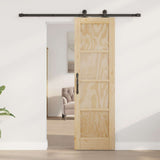 Sliding Door Natural and Black 61 x 198.5 cm Solid Pine Wood 3445449