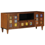 TV Cabinet with Drawer Walnut 105 x 33 x 46 cm Solid Mango Wood 4018238