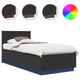 Bed Frame with Headboard Black 100 x 200 cm Engineered Wood 3408104