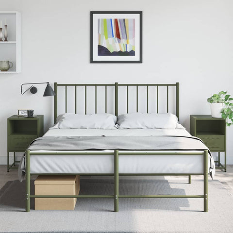 ZNTS Bedside Cabinets 2 pcs Olive Green 36x39x60.5 cm Steel 846563