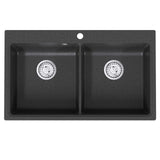 Kitchen Sink Double Basin Granite 86 x 51 x 30 cm Graphite 42053751
