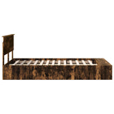 Bed Frame with Shelf Smoked Oak 120 x 190 cm Engineered Wood 3408386