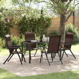 Garden Dining Set 5 pcs Brown Powder-Coated Steel 3379263
