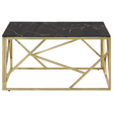 Coffee Table Gold Stainless Steel and Tempered Glass 349948
