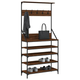 Clothes Rack with Shoe Storage Brown Oak 90x34x184 cm 837881