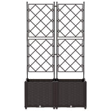 Garden Planter 2 pcs Brown 80 x 40 x 143 cm Plastic 42002815