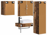 Bathroom Furniture Set 5 pcs Old Wood Engineered Wood and Glass 3407285