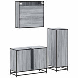 ZNTS 3 Piece Bathroom Furniture Set Grey Sonoma Engineered Wood 3300993