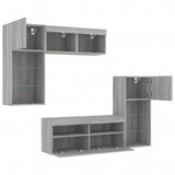 5 Piece TV Wall Units with LED Grey Sonoma Engineered Wood 3216730