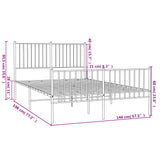 Metal Bed Frame without Mattress with Footboard Black 140x190cm 350882