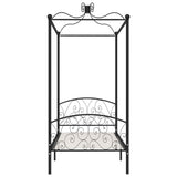 284475 Canopy Bed Frame without Mattress Black Metal 100x200 cm