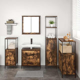 Bathroom Furniture Set with Shelf 5 pcs Brown Engineered wood 3328371