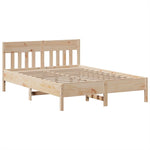ZNTS Bed Frame without Mattress 140x190 cm Solid Wood Pine 3323272
