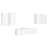 6 Piece TV Cabinet Set White Engineered Wood 3078679