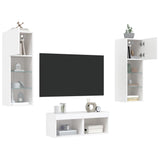 4 Piece TV Wall Cabinets with LED Lights White 3216576