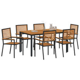 Garden Dining Set 7 pcs Black Poly Rattan 3365499
